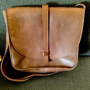 ABLE Genuine Chocolate Leather Saddle Bag